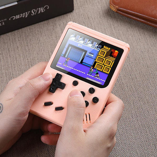 500 i 1 Retro Gameboy Mini Håndholdt Videospilkonsol Indbygget Klassisk Spilkonsol Børn Voksne Sjovt Legetøj Gave Pink