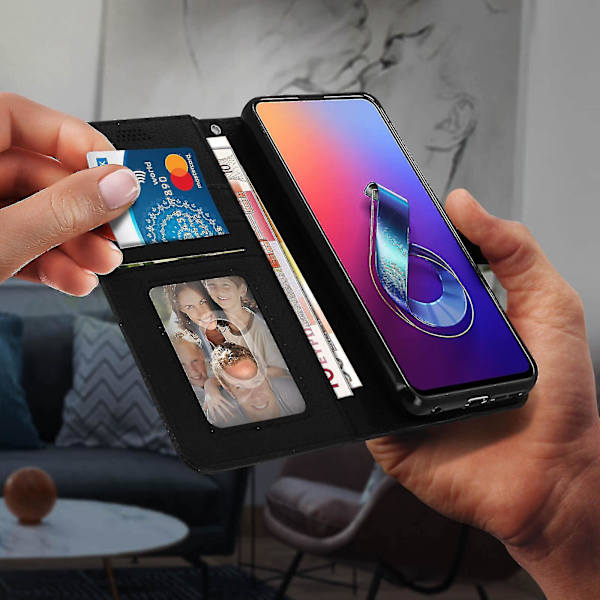Flipplånfodral, slim cover Asus ZenFone 6, silikonskal - Svart