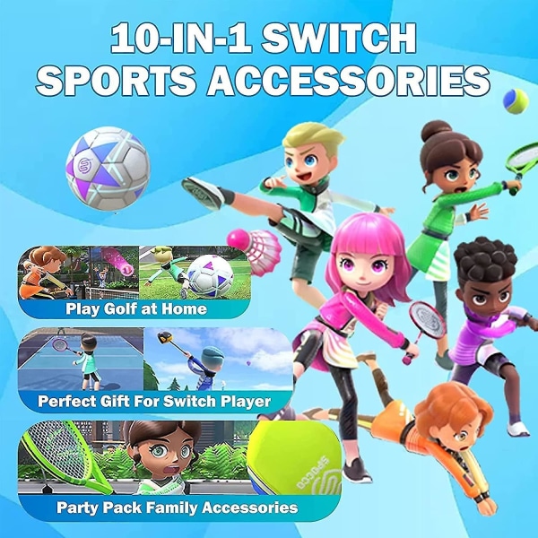 10 in 1 Switch set Switchille/Oledille, Switch Sports Gaming -tarvikesarjat pelikokemuksen parantamiseksi 10 kpl