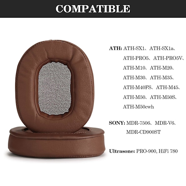 Öronkuddar Minnesskum Öronkuddar Cover Ersättnings Öronkuddar För Ath M50x Passar M40x M30x M20 Brun