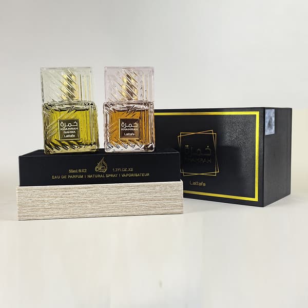 Lattafa Khamrah Double -parfymisetti 50ml + 50ml Unisex-tuoksu