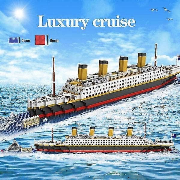1800+ stk. Titanic, krydstogtskibsmodelbåd, DIY diamantbyggeklodser