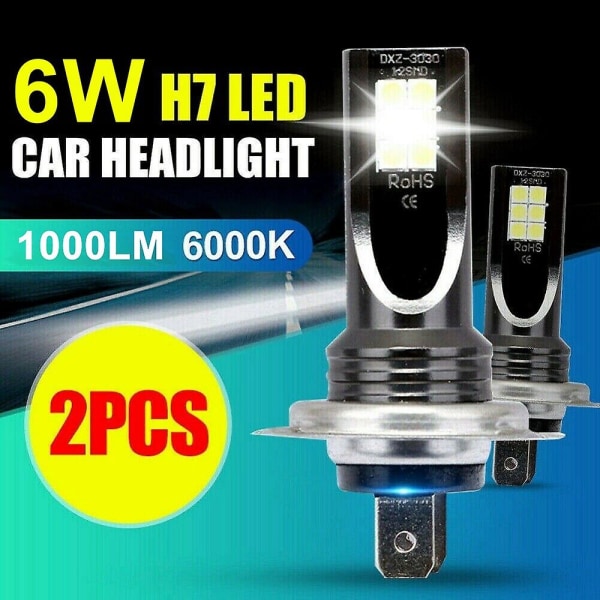 2 st H7 LED-strålkastare Konvertering 6W 1000lm 6000k Felfri Canbus-lampa