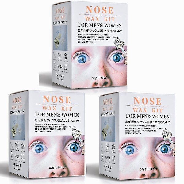 3 stk Unisex Næse- og Ørehårsfjernelsesvoks Kit Næsebor Smertefri Fjern Nem Næsevoksning