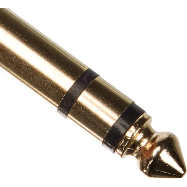 Stereoadapter med 6,3 mm hunnplugg til 3,5 mm jack. Gullbelagt