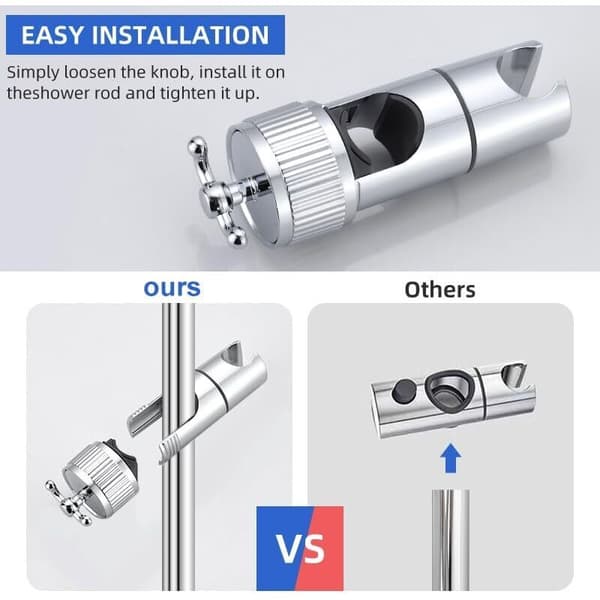 Dusjholder. Justerbar 16-28mm Dusjhodeholder. Universell Dusjhodeholder med 2 Kroker. Forkrommet ABS Dusjstangholder.