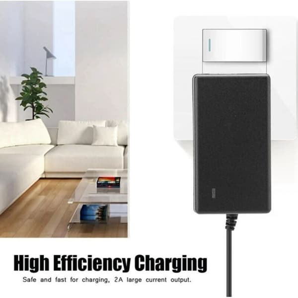 Sikker ladeadapter AC 100-240V DC 21V 2A for litium-ion-batterier. EU-plugg. Erstatning