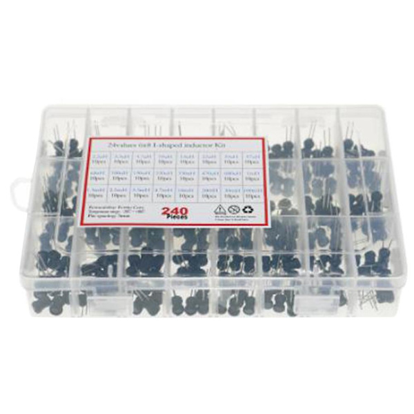 Induktor Sæt 240 Styk 24 Specifikationer 6x8 I-formet Induktor 2.2uh-100mh Cylindrisk Plug-in Ind
