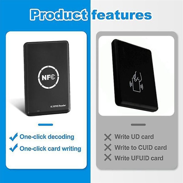 RFID NFC Kopiator Duplikator 13,56KHz Key Fob NFC Smart Card Reader Writer 13,56MHz Krypterad programmerare USB UID T5577