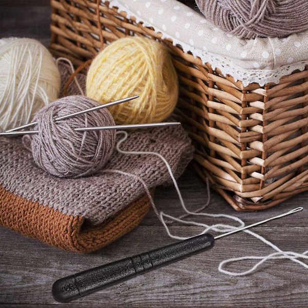 Böjd Latch Hook Virknål, Inkluderar Trä Böjd Latch Hook Plast Curl Virknål För