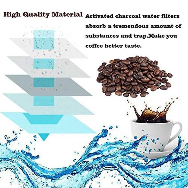 12 pakke for Bwf100 kompatible vannfiltre egnet for Bwf100 espressomaskin Charcoal Water Filt (haoyi
