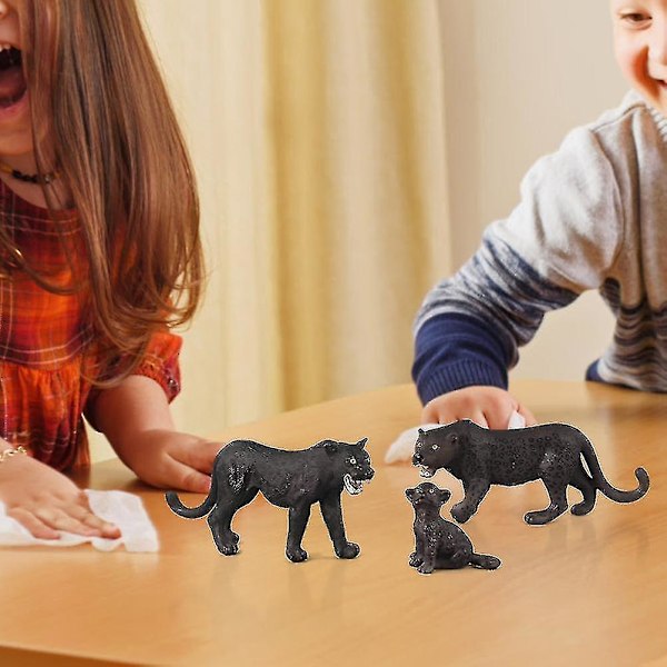 5 stk. Sorte Panther Plysdyr Figur Model Skovdyr Figurer Legetøj Leopard Vildt Liv Simulation Dyremodeller