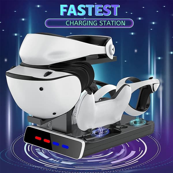 For /ps Vr2 Controller Opladningsdock Med Led Lys, Vr Stativ Opladningsdock Station Med Vr Headset