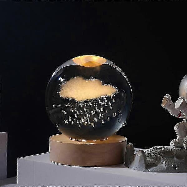 3D Krystalkugle Måne Planet Globe Bordlampe B LED Natlys Dekor Gave solar system