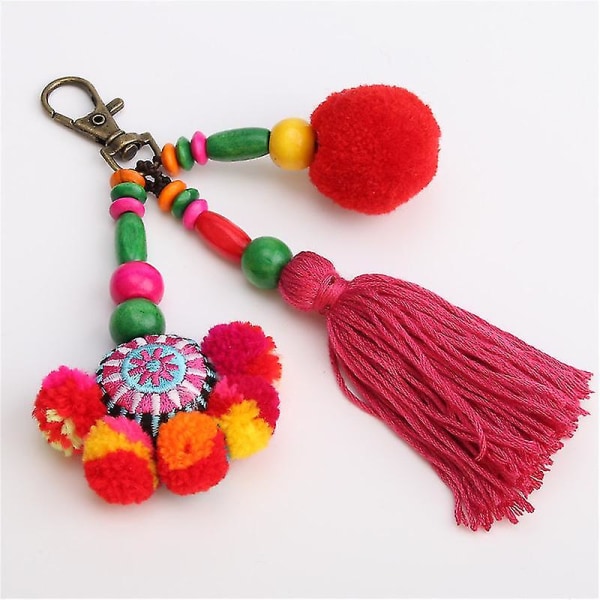 Wabjtam värikäs tupsulaukkukoru naisille, kerroksinen tupsu avaimenperä avaimenperä kukkaro käsilaukku koristeellinen riipus