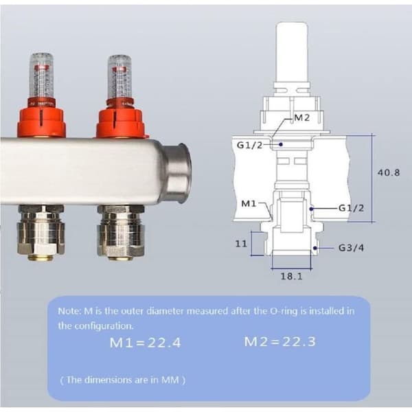 DN25 gulvvarmefordeler flowmåler – Flowregulator 0 til 5 l/min – Holdbart messing til præcis varmestyring