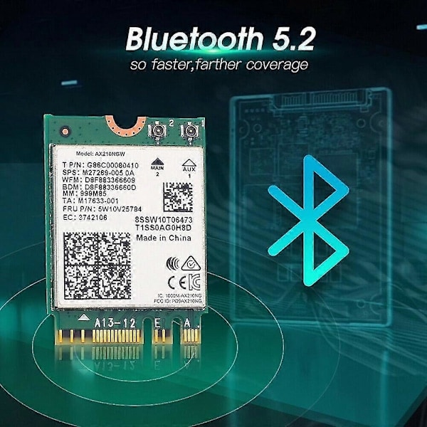 WiFi 6E Skrivebordssett Kompatibelt med AX210 Bluetooth 5.2 Wifi-kort 802.11Ax 2.4Ghz/5Ghz AX210NGW Wi-F