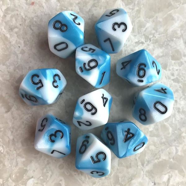 10kpl/setti 10-sivuinen D10 Polyhedral Noppaa Numerot Valintakytkimet Työpöytä Lautapeli Pxpf, tyyli 2