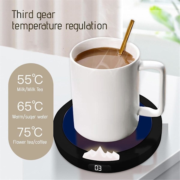 Smarta kaffekoppsvärmare 10W Snabb Uppvärmning Med 3-stegs Temperaturkontroll Bärbar Koppvärmare 8h A