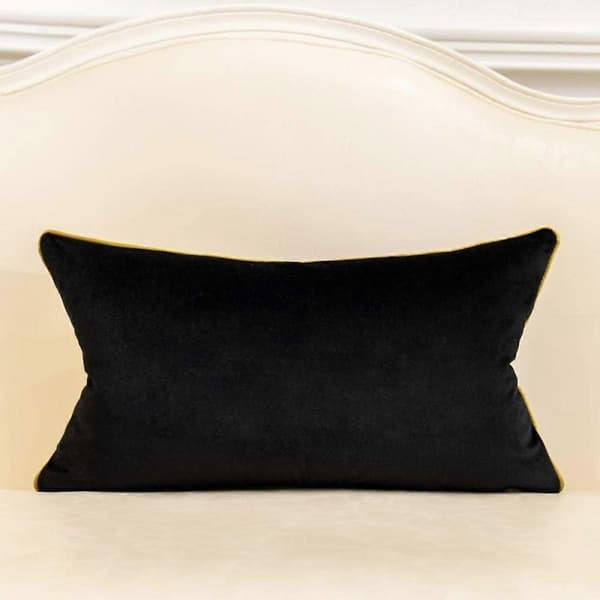 1 st Vitguld Randig Sammet Kuddfodral (Svart, 30 x 50 cm)