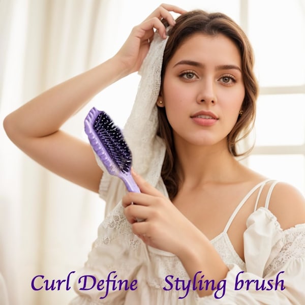 Secret Curl Defining Brush, Stylingborste, Reder ut, Reder ut, Formar och Definierar Lockar, Minskar Ryck och Separation (Lila)