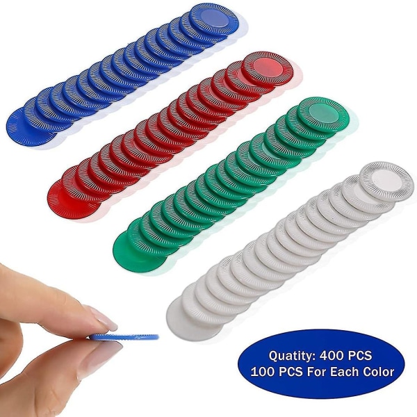 400 stykker plastpokersjetonger Spillsjetonger 4 farger Tellerkort for spilling Tellebingospill