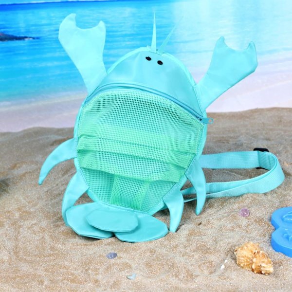 Lobster Net Strandtaske til Børn, Skalopsamlingspose til Børn, Skalopsækketaske Strandlegetøjs Nettaske til Drenge Piger