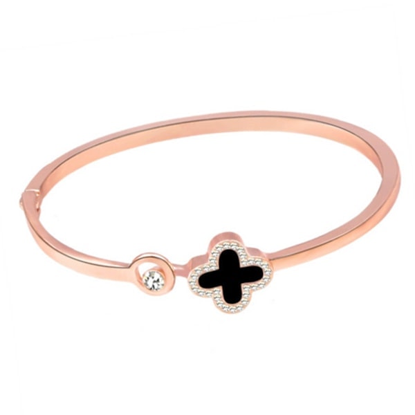 Rosegullbelagt legering firkløverarmbånd, lykkearmbånd i legering, tilbehør