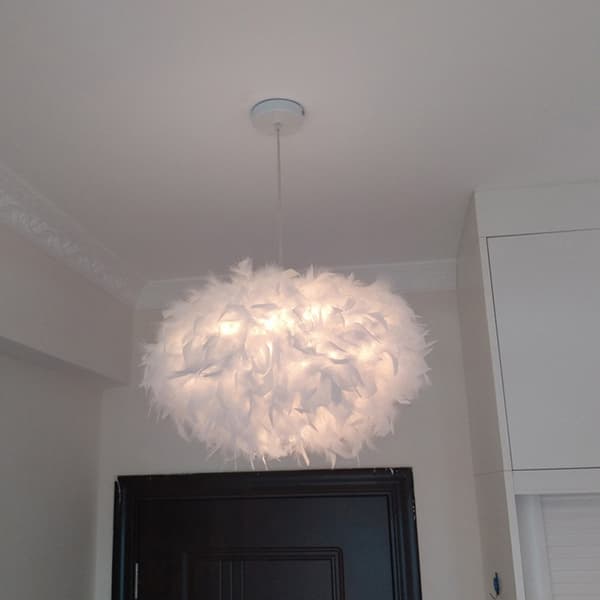 Fjærlampe lysekrone hvit E27 40W - diameter 45CM