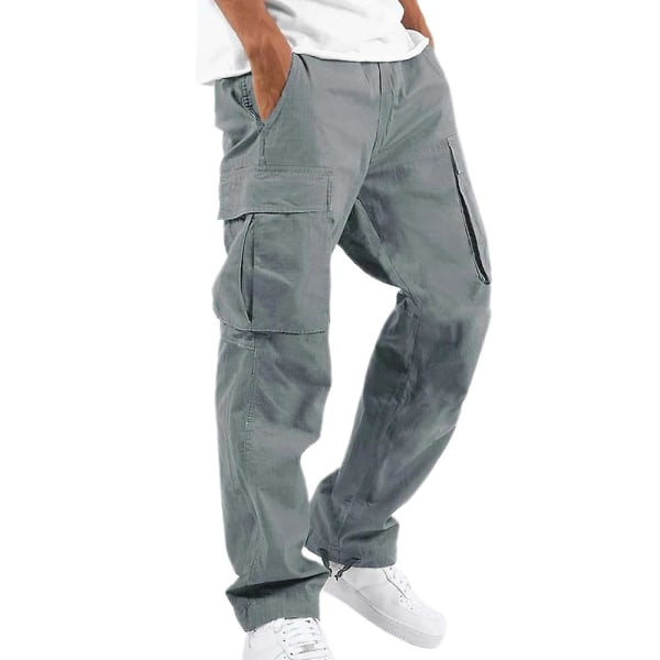 Herrebukser Casual Combat Cargo Pants Multi Pockets Bukser Gray M