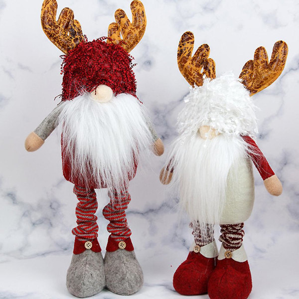 Jultomte Ren Älg Svensk Tomte Gnome Uppstoppad plysch med infällbara fjäderben Juldekorationer Ornament Semesterhusinredning