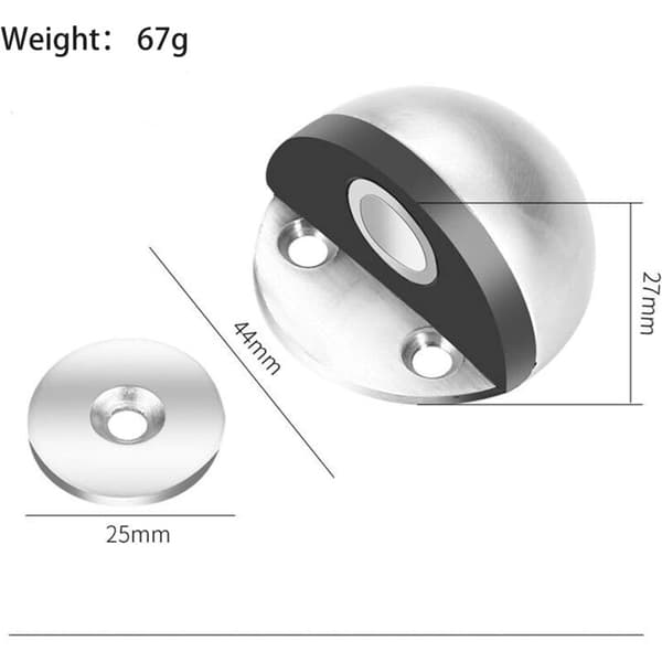 Magnetisk dørstopper. Dørstopper i rustfrit stål. Dørstopper. Klæbemiddel med monteringsskruer og 3M klæbemiddel. (2 stk.)