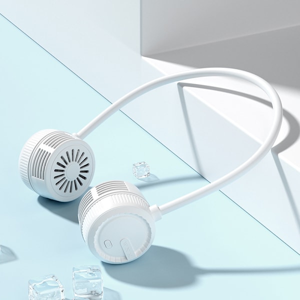 Lehdetön riippuva kaula sähkötuuletin kesä ladattava kannettava USB pieni mini laiska kannettava riippuva köysi pieni tuuletin White [neck-hanging button model]