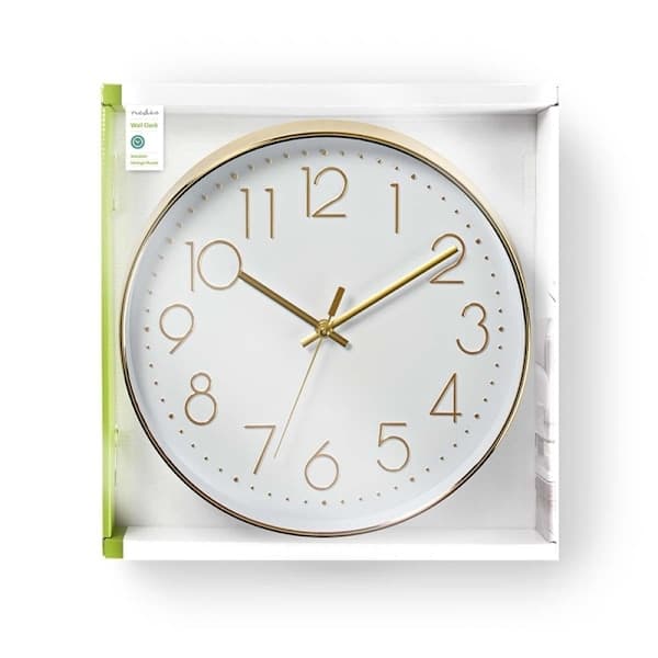 Nedis Väggklocka | Diameter: 300 mm | Plast | Guld/Vit 687