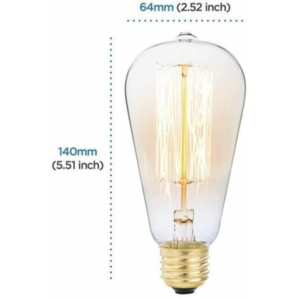 6x E27 60W Edison Glödlampor 220V ST64 Retro 64mm x 140mm