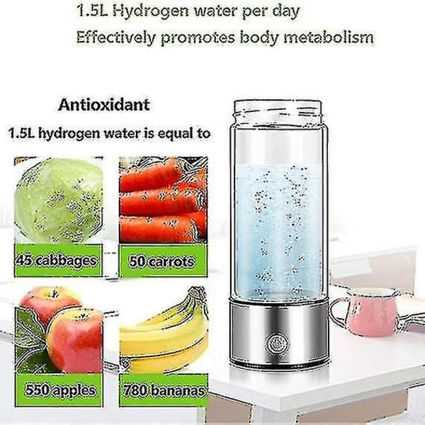 Hydrogengenerator vannflaske, ekte molekylær hydrogenrik vanngenerator ionisatormaskinflaske med spe kammerteknologi Hydrogenvann