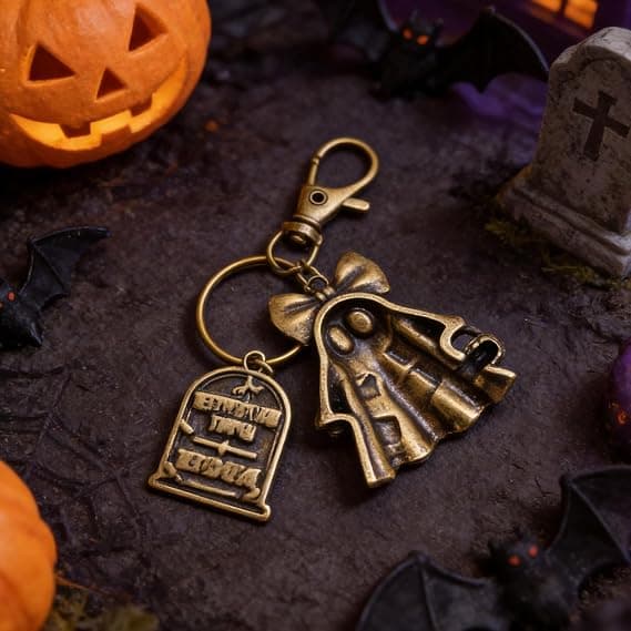 3D Patchwork Spøgelsesnøglering Halloween Taske Charms til Håndtasker