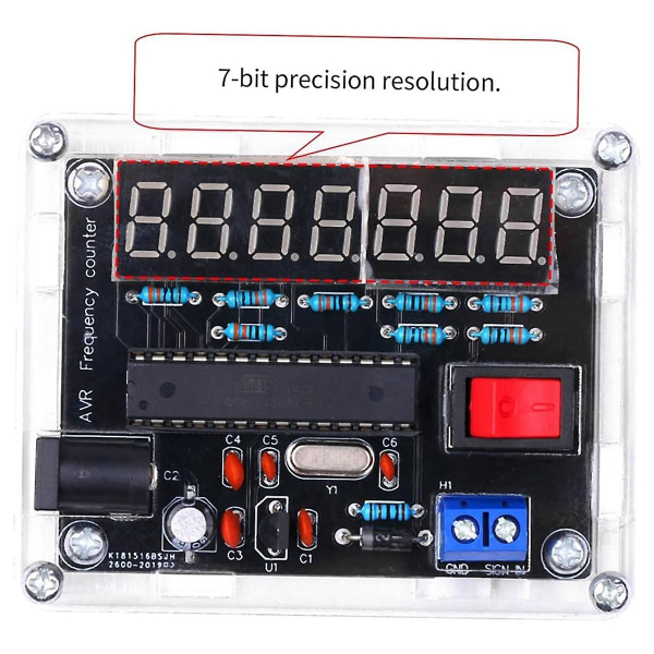 Frequency Meter, 10MHz Frequency Meter DIY Kit Frequency Counter AVR Frequency with Shell Counter 0.000 001Hz Oppløsning