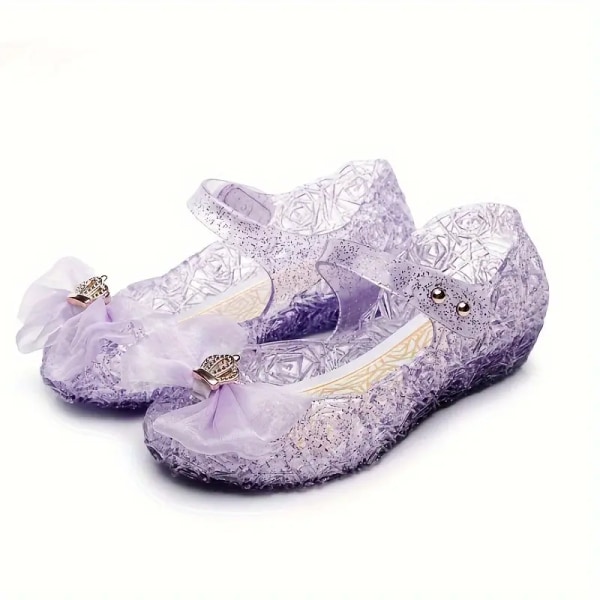 JOLEE KANG Trendiga söta geléfärgade bowknotsandaler för tjejer, andningsbara lätta klänningsskor för festbröllop, vår och sommar Purple 32