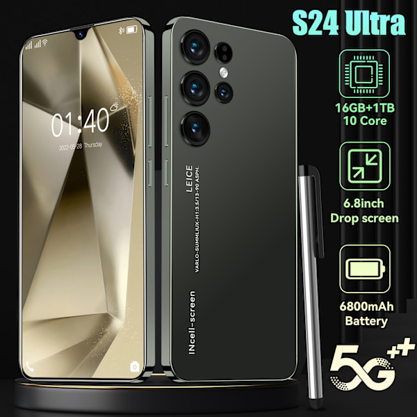 Ny S24 Ultra 6,8-tums Android allt-i-ett 1+16G smartphone gold