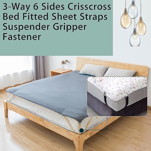 Fgao 6-Sided Heavy Duty Trekant Sengestrop Klips, Justerbare Elastiske Sengestroppe Seler Gripper Fastgørelsesholder