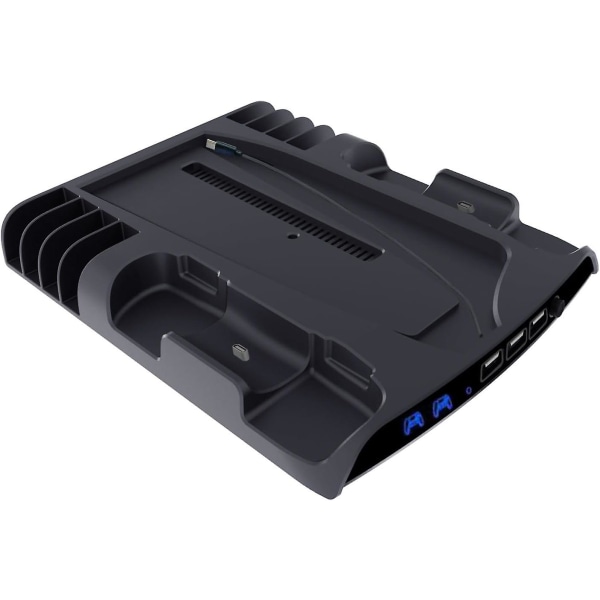 Ps5 Slim Vertikalt Stativ Med Kylfläkt Och Dual Controller Laddningsstation Kompatibel Playstation 5 Slim Console Med Headsethållare