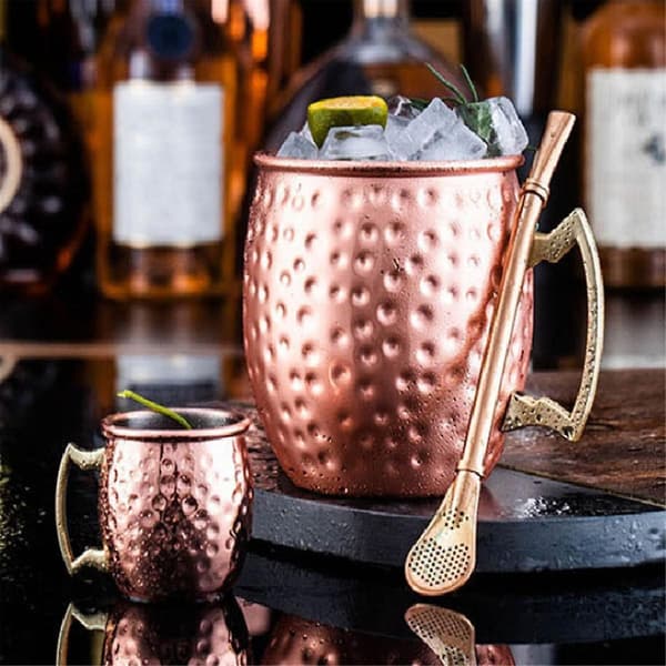 Hamrade Muggar Dryckeskopp Kopparkopp Hamrad Kopp Bar Cocktailglas Barmug