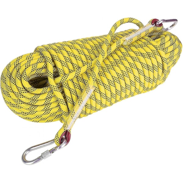 30m Klätterflyktrep 12mm Ripstop Räddningsrep Med 2 Karabiner För Utomhusvandring Bergsklättring Nödsituation Brand