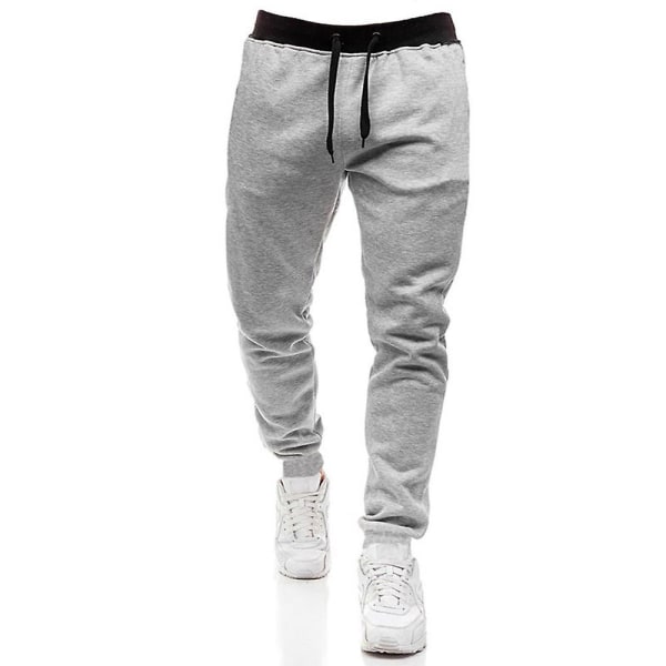 Joggebukse med snøring for menn Elastisk midje Joggebukser Gym Sportsunderdel Light Grey L