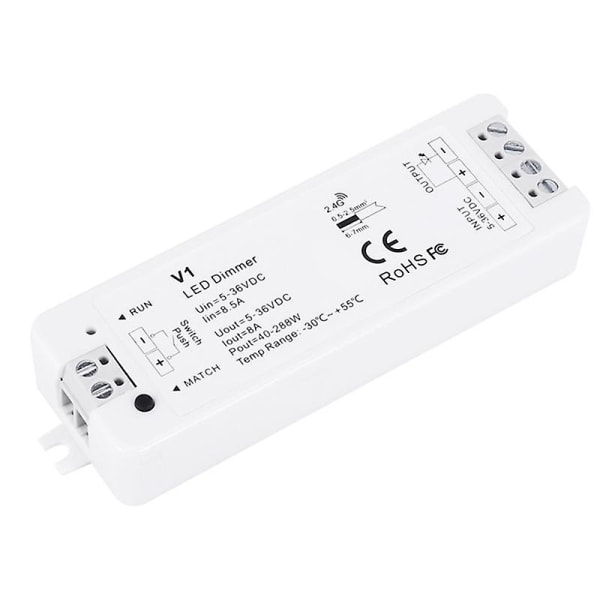 LED-dimmer 12V 5V 24V 36V 8A PWM trådløs RF-bryter med 2,4G lysstyrkejustering Kontaktfjernkontroll for LED Single Color Strip