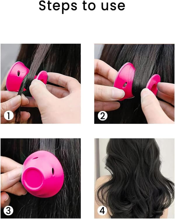 20-Piece No-Heat Hårkrøllesæt - Store og Små Bløde Silikone Krøller (Pink)