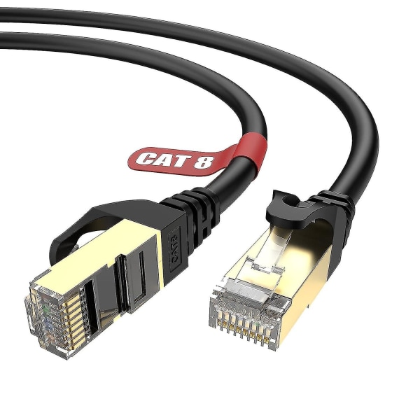 Cat 8 Ethernet-kabel 10m, 40gbps/2000mhz høyhastighets rund Rj45 LAN-nettverkskabel, Sftp-skjermet Internett-kabel, Internett-patchkabel for svitsj, ruter