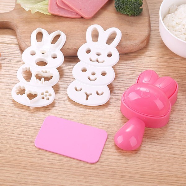 1 Set Cartoon Kanin Risbollform Livsmedelsklassad Återanvändbar BPA-Fri Onigiri Form Maker Bento Tillbehör