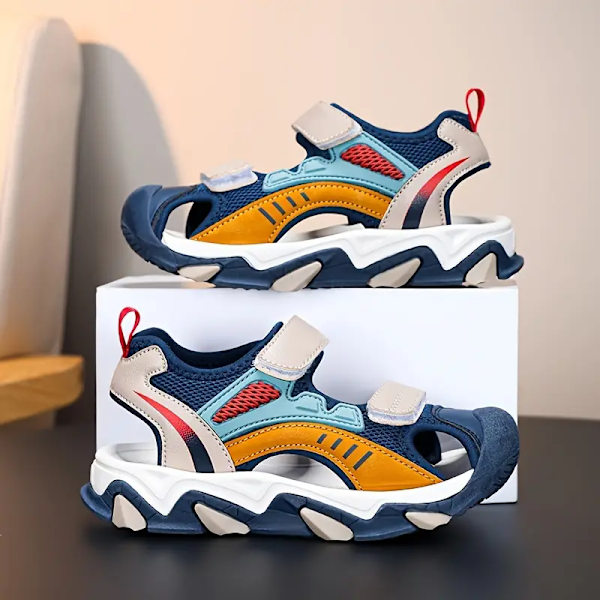 Trendiga bekväma sportsandaler för pojkar, andningsbara lätta halkfria sandaler för utomhusaktiviteter Cardinal Blue 33/Inner length 21.1cm